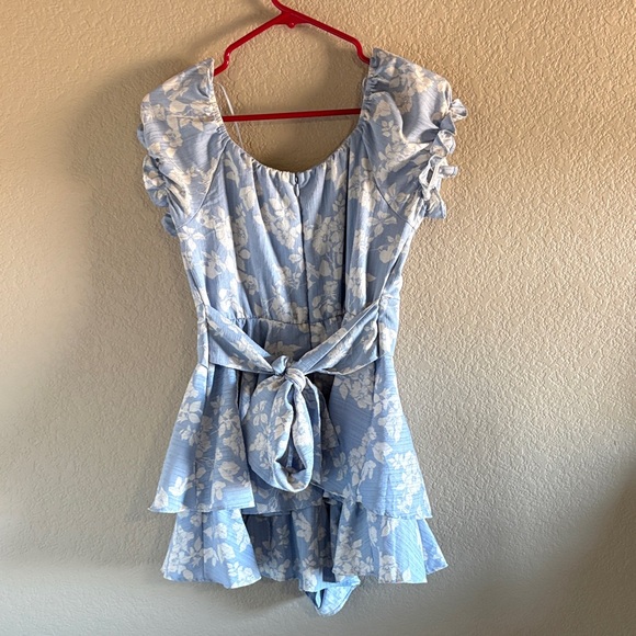 Altar'd State Light Blue Floral Ruffle Romper - Picture 4 of 4